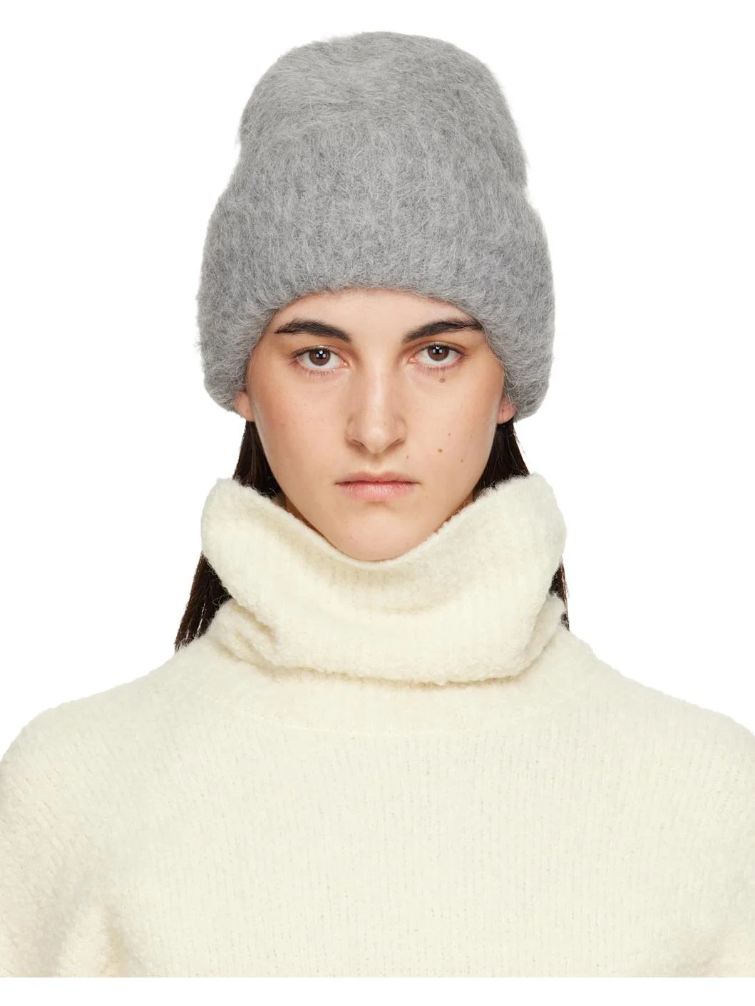 Gray Alpaca Knit Beanie - 1