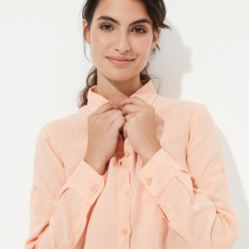 Women Linen Shirt Dress Solid 7