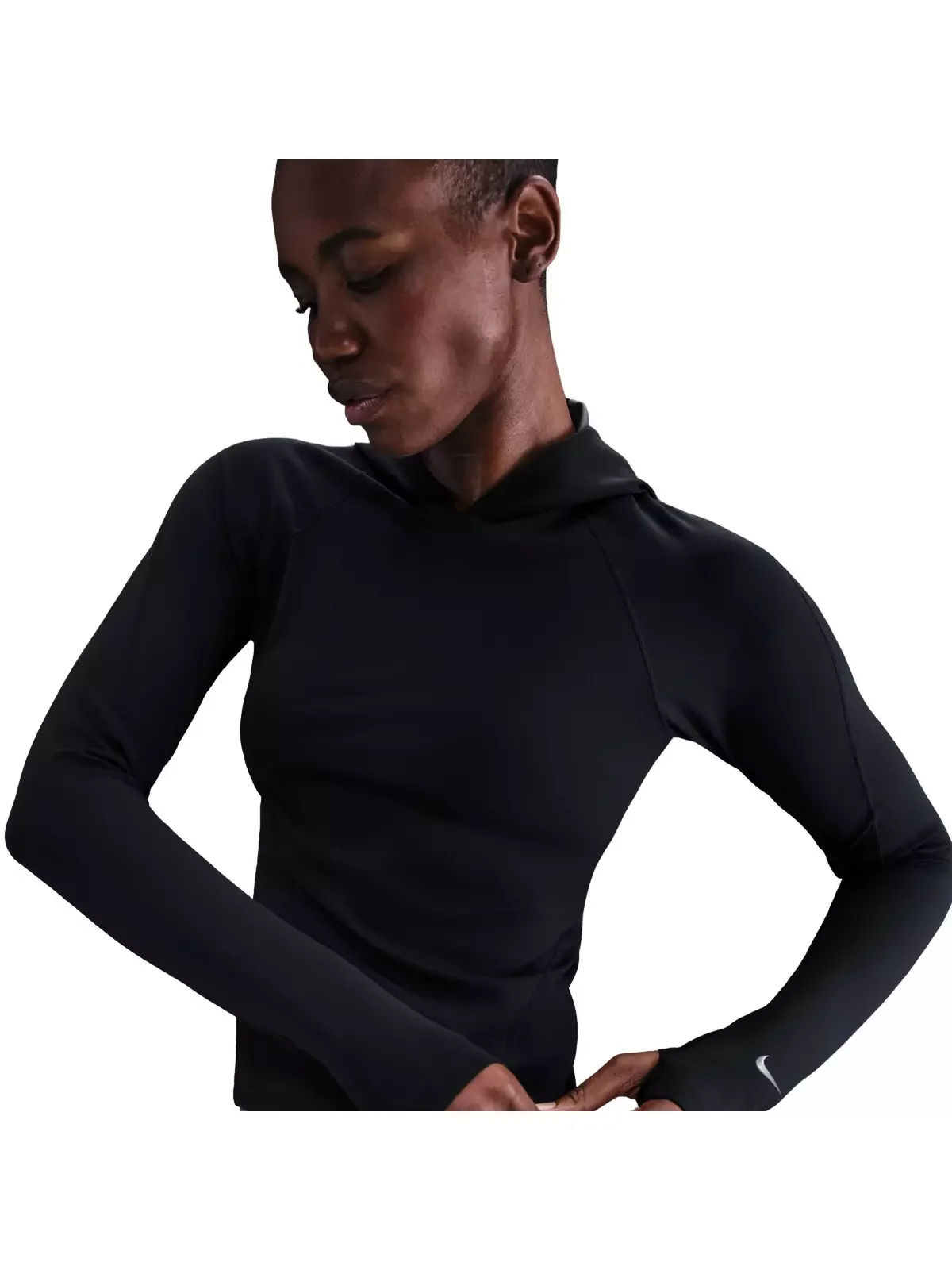 Women's Universa Dri-FIT Slim Hooded Long-Sleeve Top -Black - 1