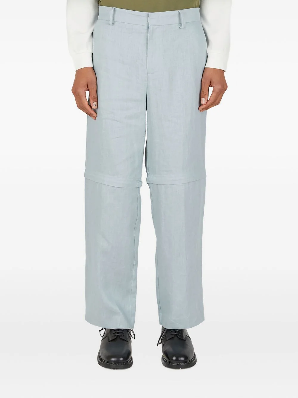 detachable-panel linen trousers - 1
