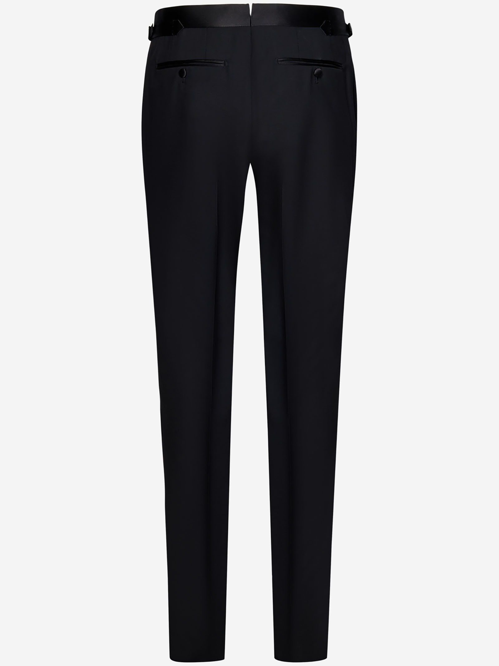 Black wool and silk satin 'Shelton' suit with single-breasted blazer and tailored trousers. - 5