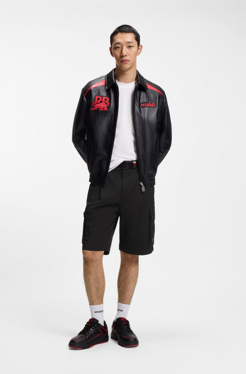 HUGO HUGO X RB STRETCH-COTTON SHORTS WITH BULL MOTIF outlook