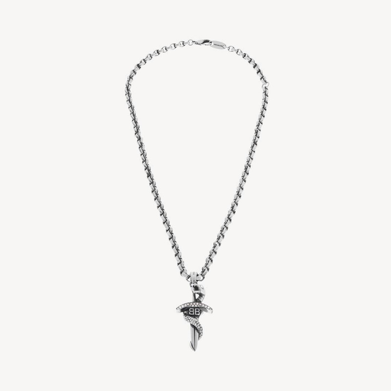 Goth Snake Necklace in Antique Silver 1