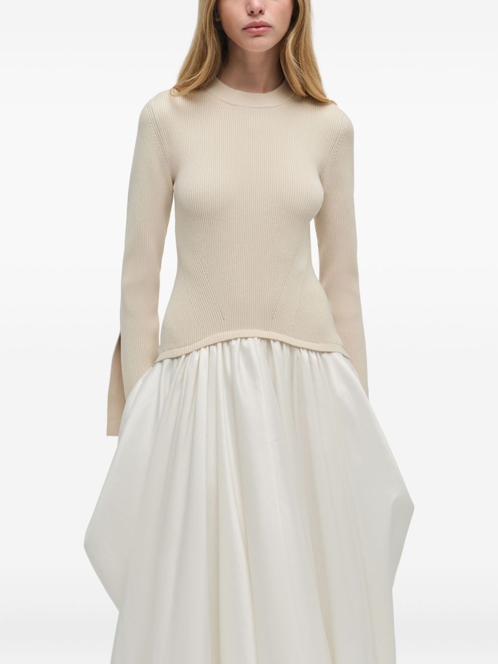 knit-top balloon-skirt midi dress - 5