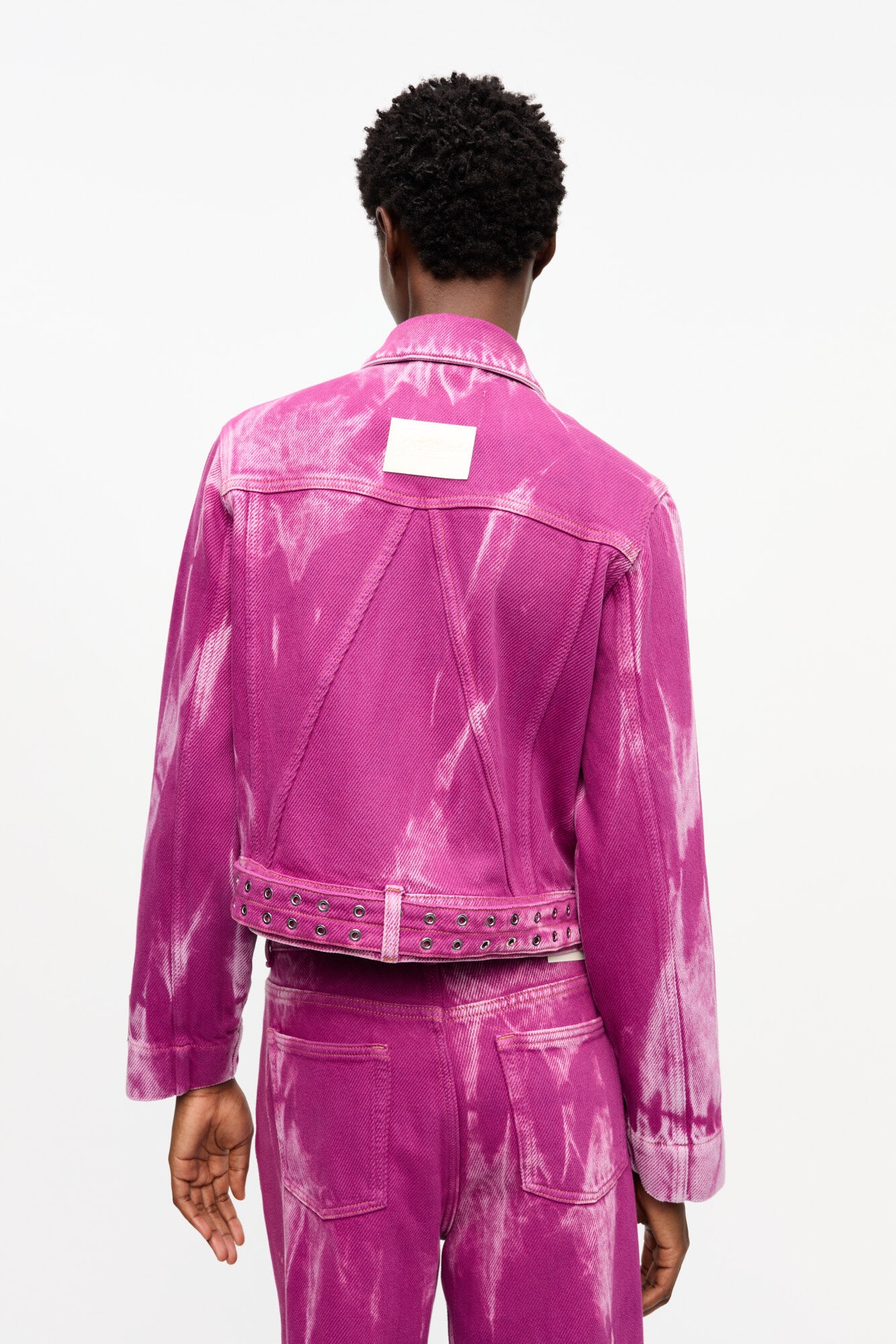 PURPLE OVERDYED HEAVY DENIM BELTED JACKET - 3