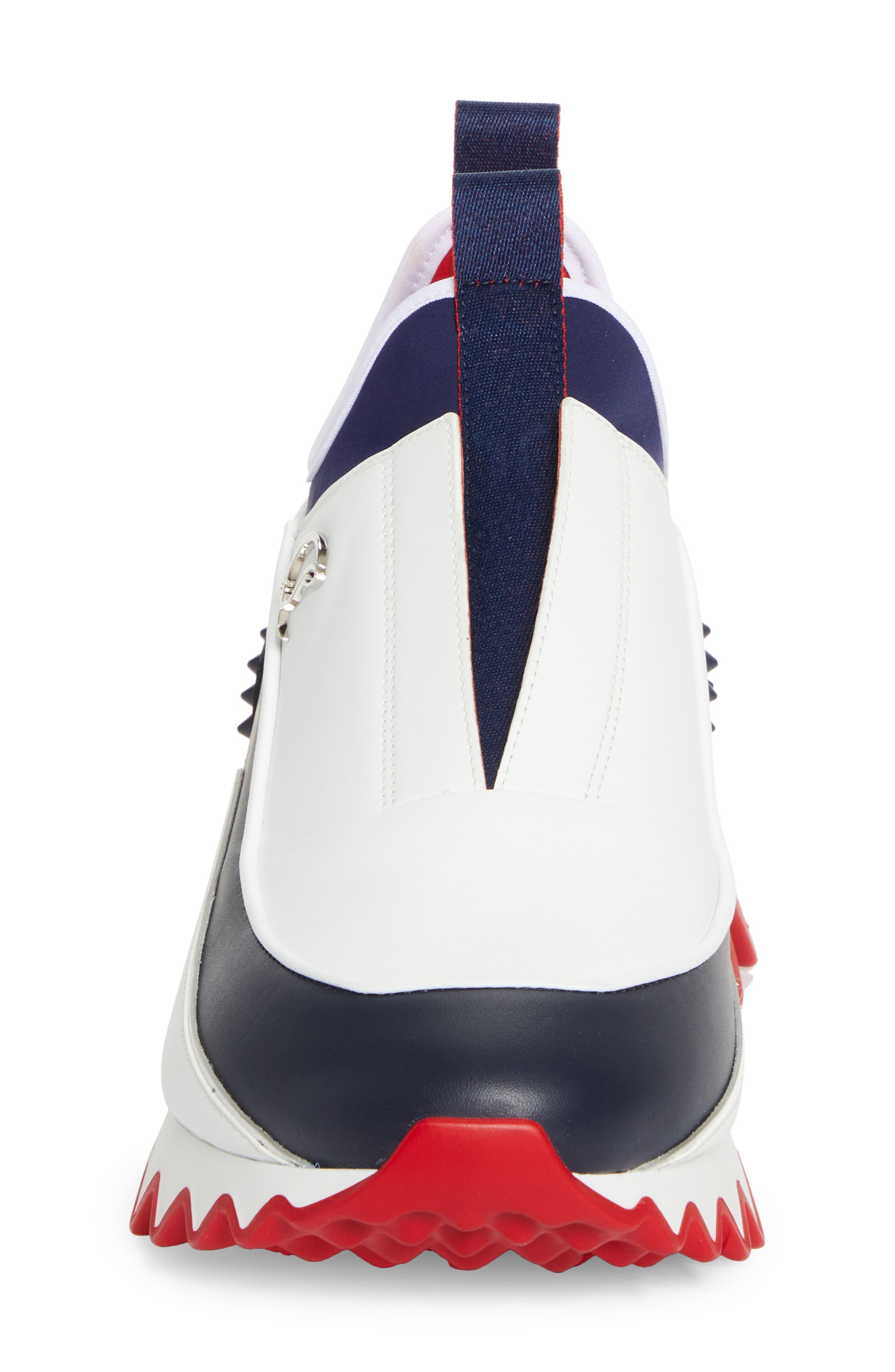 Christian Louboutin Sharkyloub Spikes Slip-On Sneaker in Marine/White at Nordstrom - 4