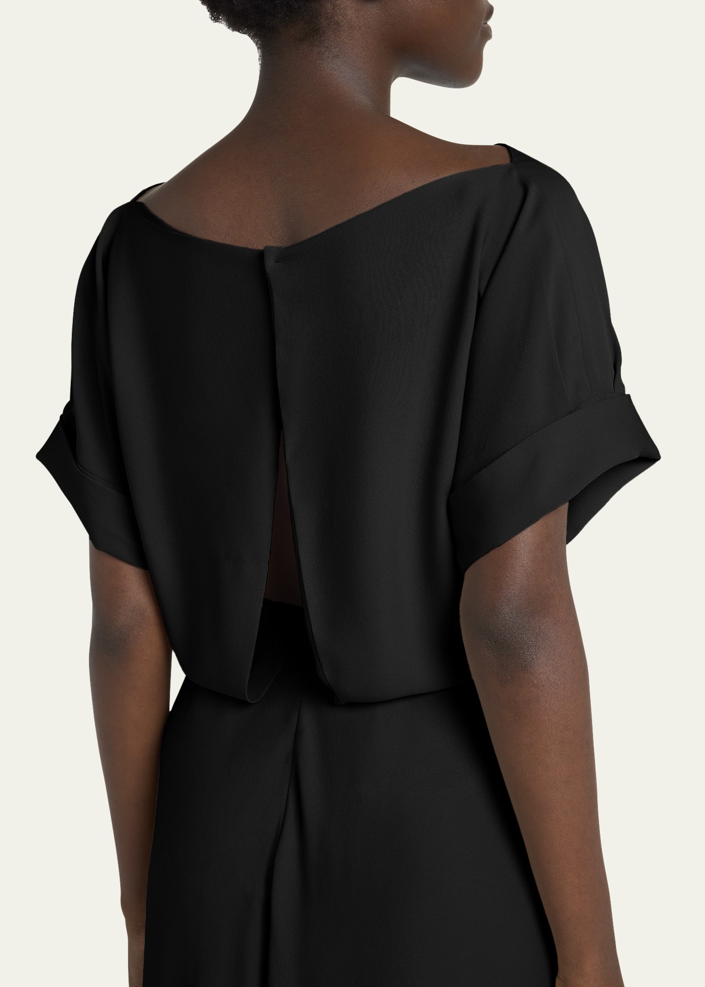 High-Low Boatneck Silk Dress - 5