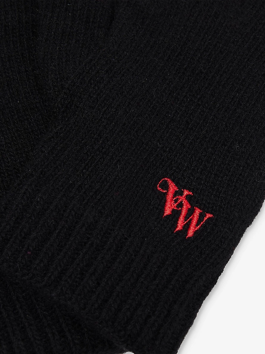 【Vivienne Westwood】 Embroidery Cashmere Wool Gloves Vivienne Westwood Logo-embroidered Cashmere Gloves In White