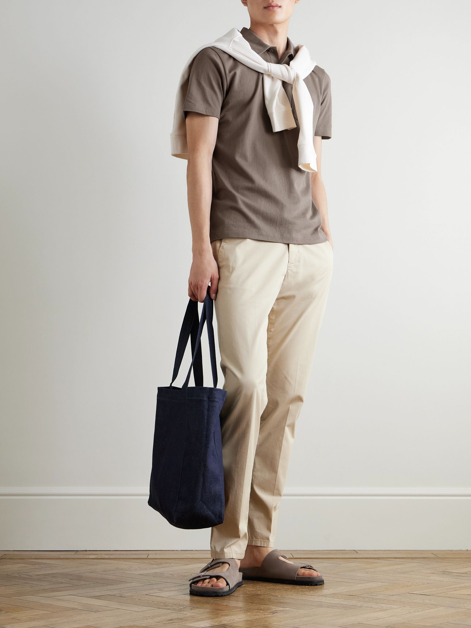 Riviera Cotton-Mesh Polo Shirt Brown - 2