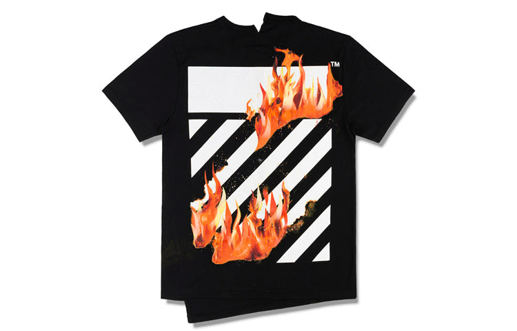 Off-White Virgil Abloh Black Diag Fire Short Sleeve OMAA032S181850781088 - 2