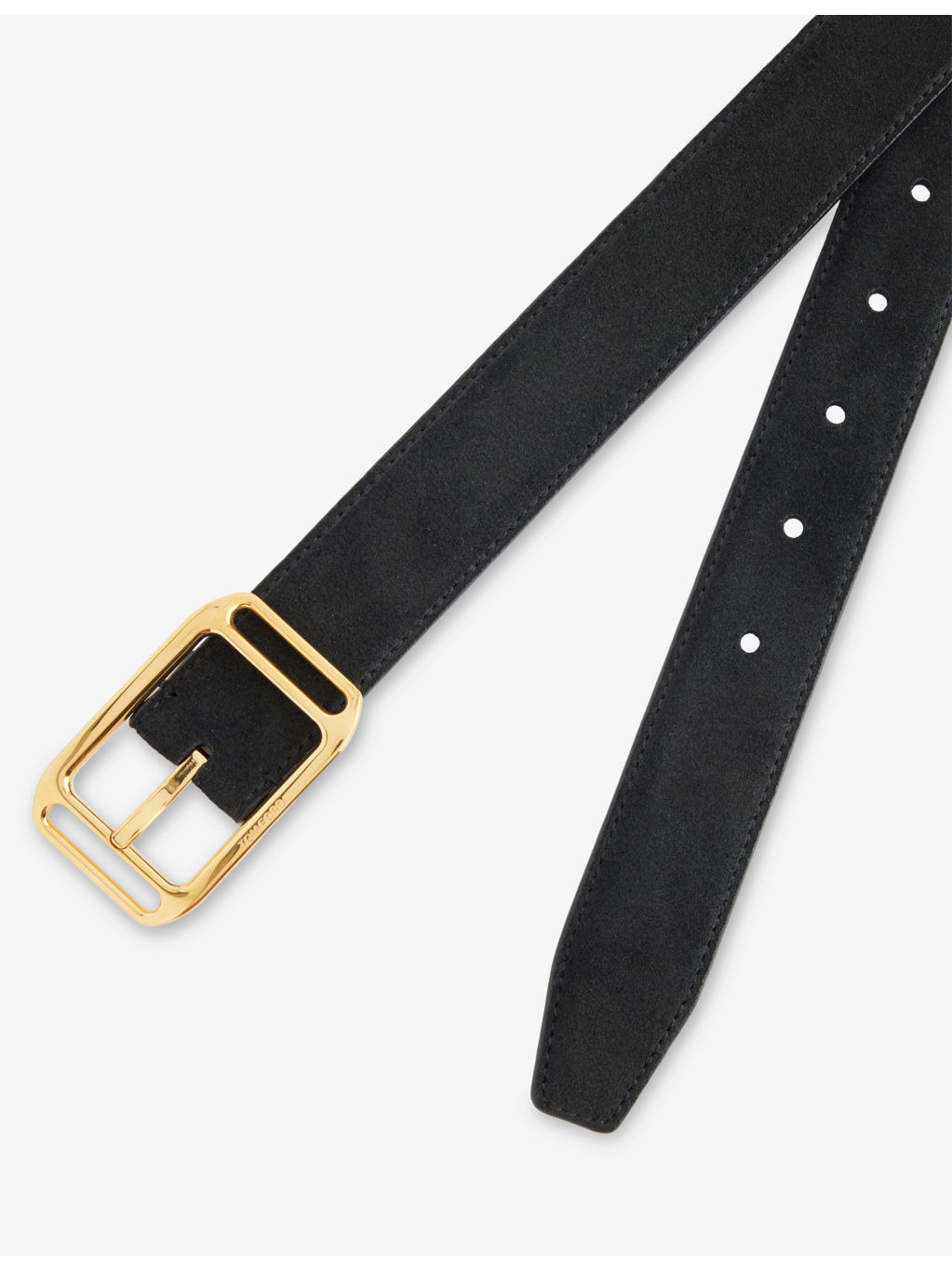 Branded-Buckle Suede Belt - 2