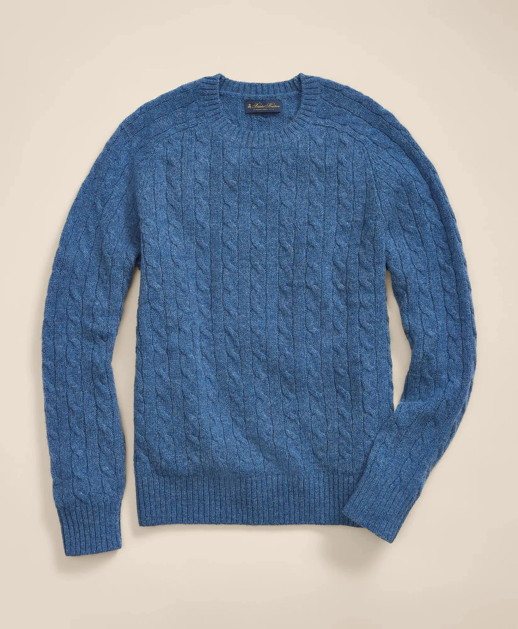 Shetland Wool Cable Knit Sweater - 1