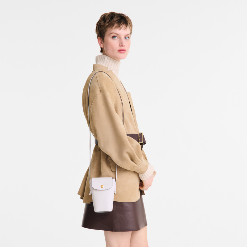 Longchamp Épure Phone case with leather lace White - Leather outlook