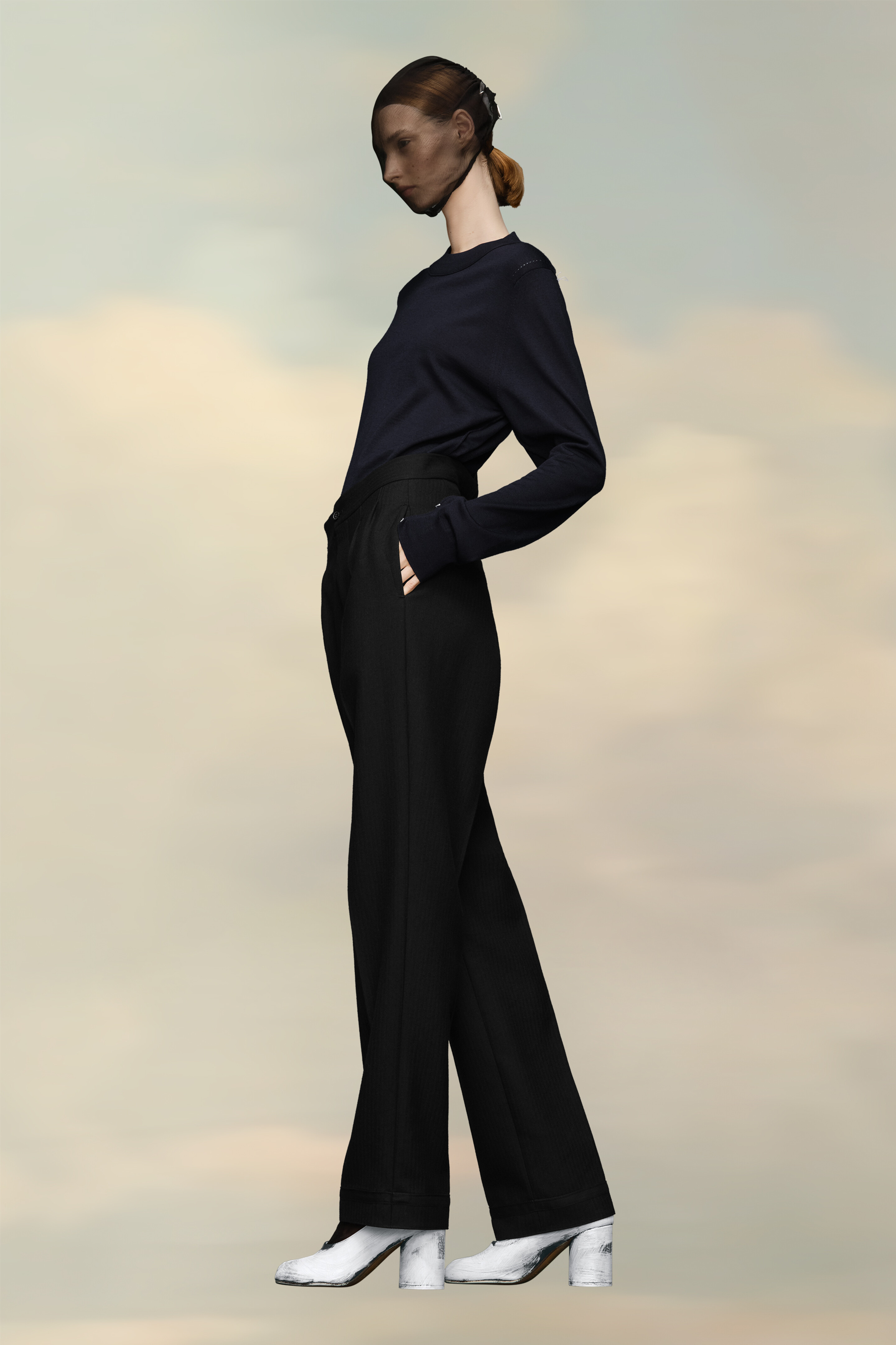 Herringbone Wool Pleated Trousers - 4