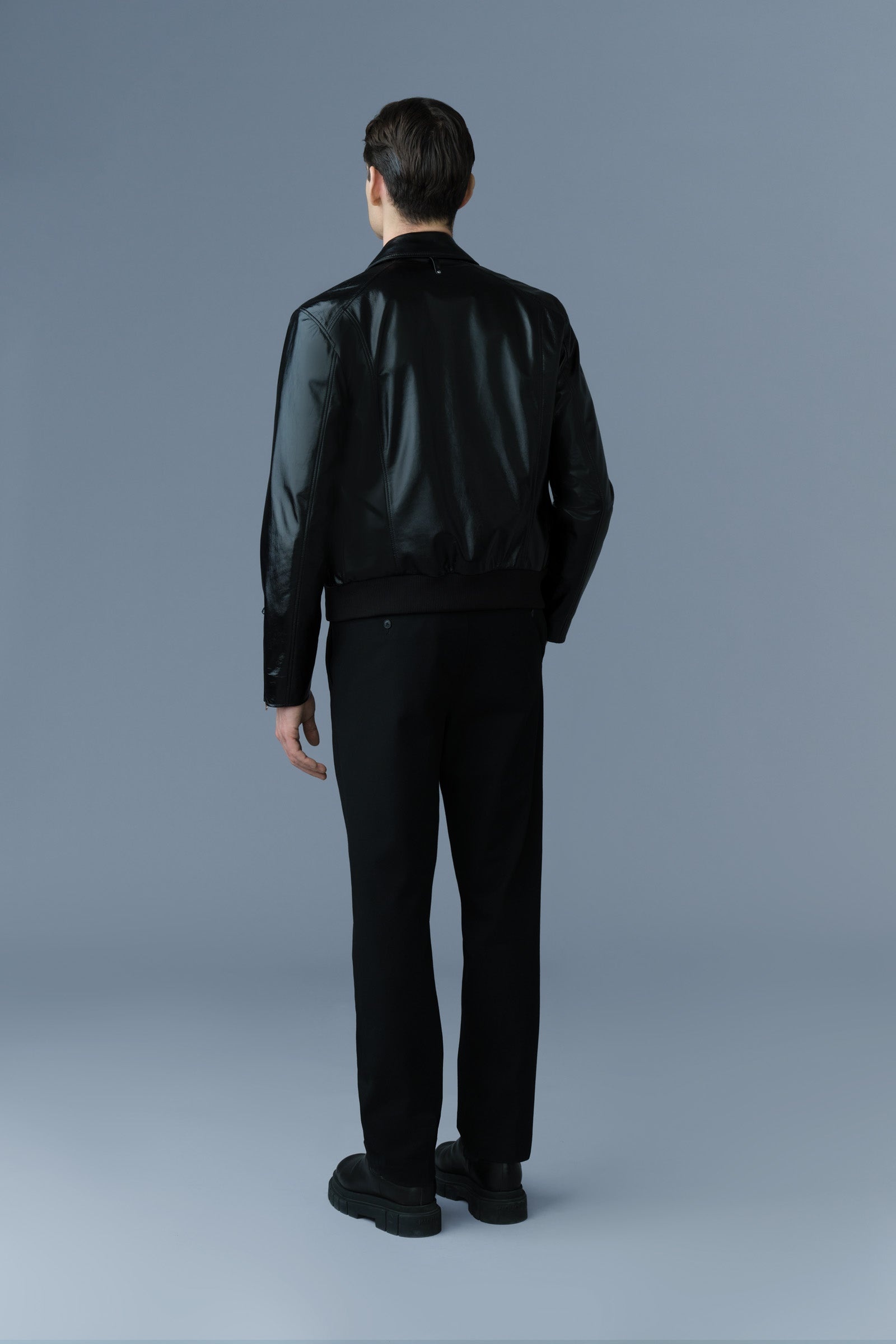 CHANCE Spread Collar Leather Jacket - 5
