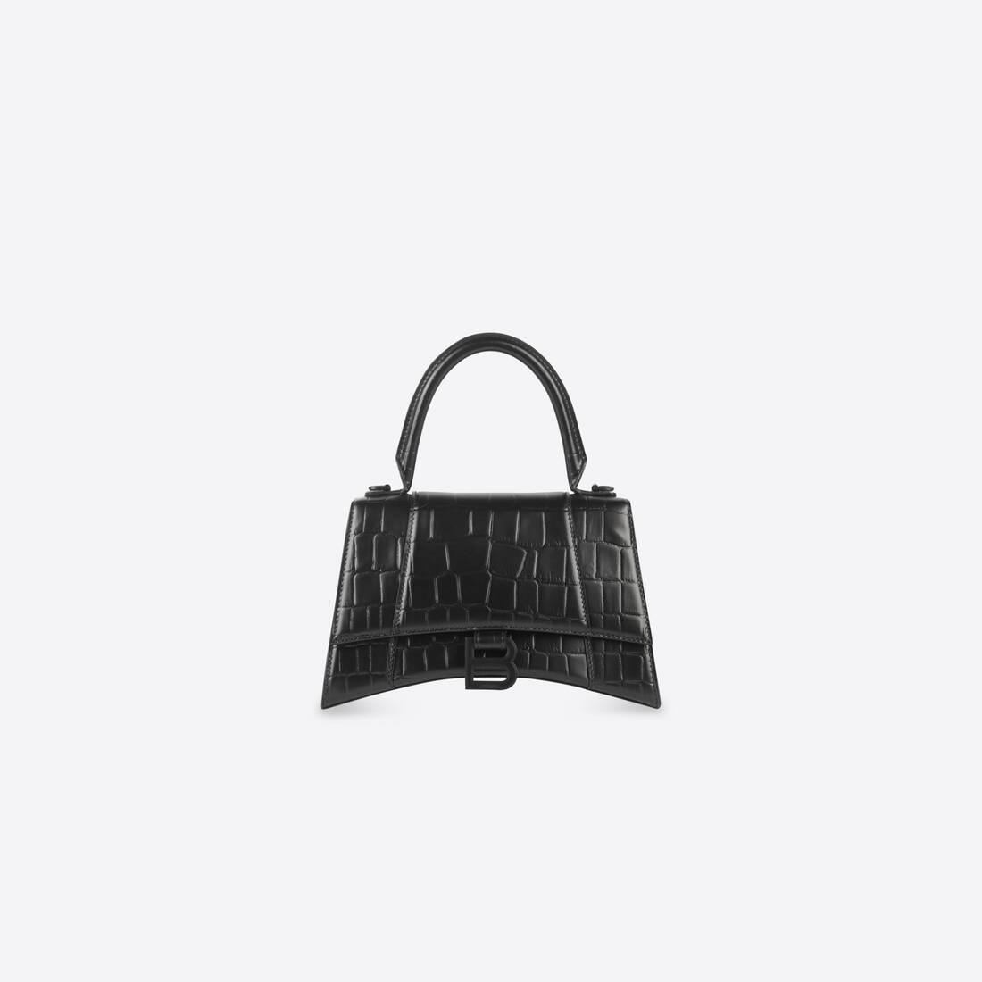 Women's Hourglass Small Handbag Crocodile Embossed in Black - 1