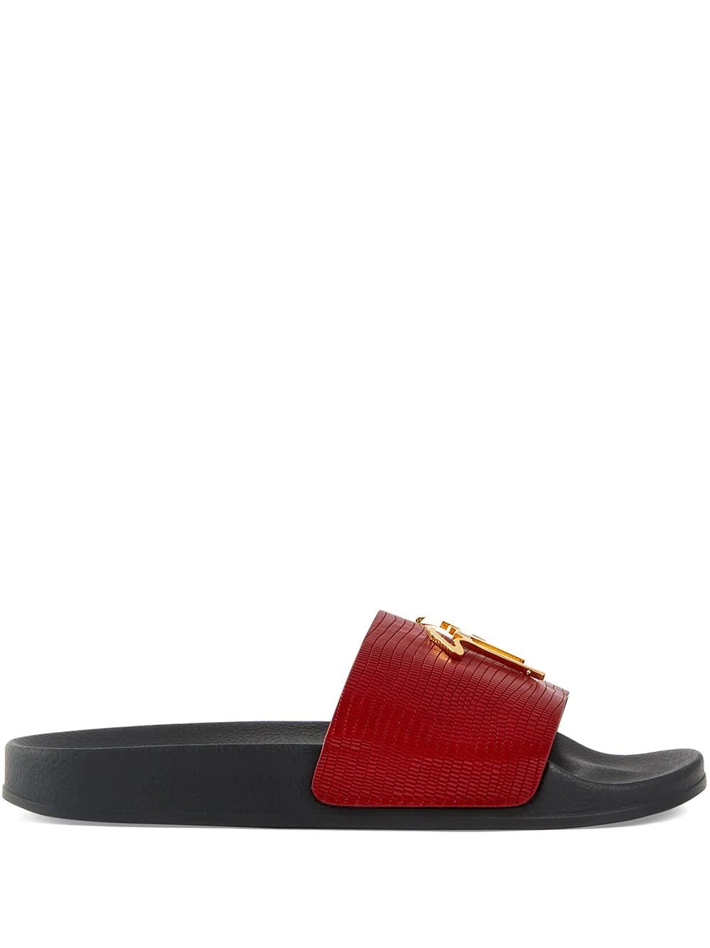 Brett lizard-effect leather slides - 1