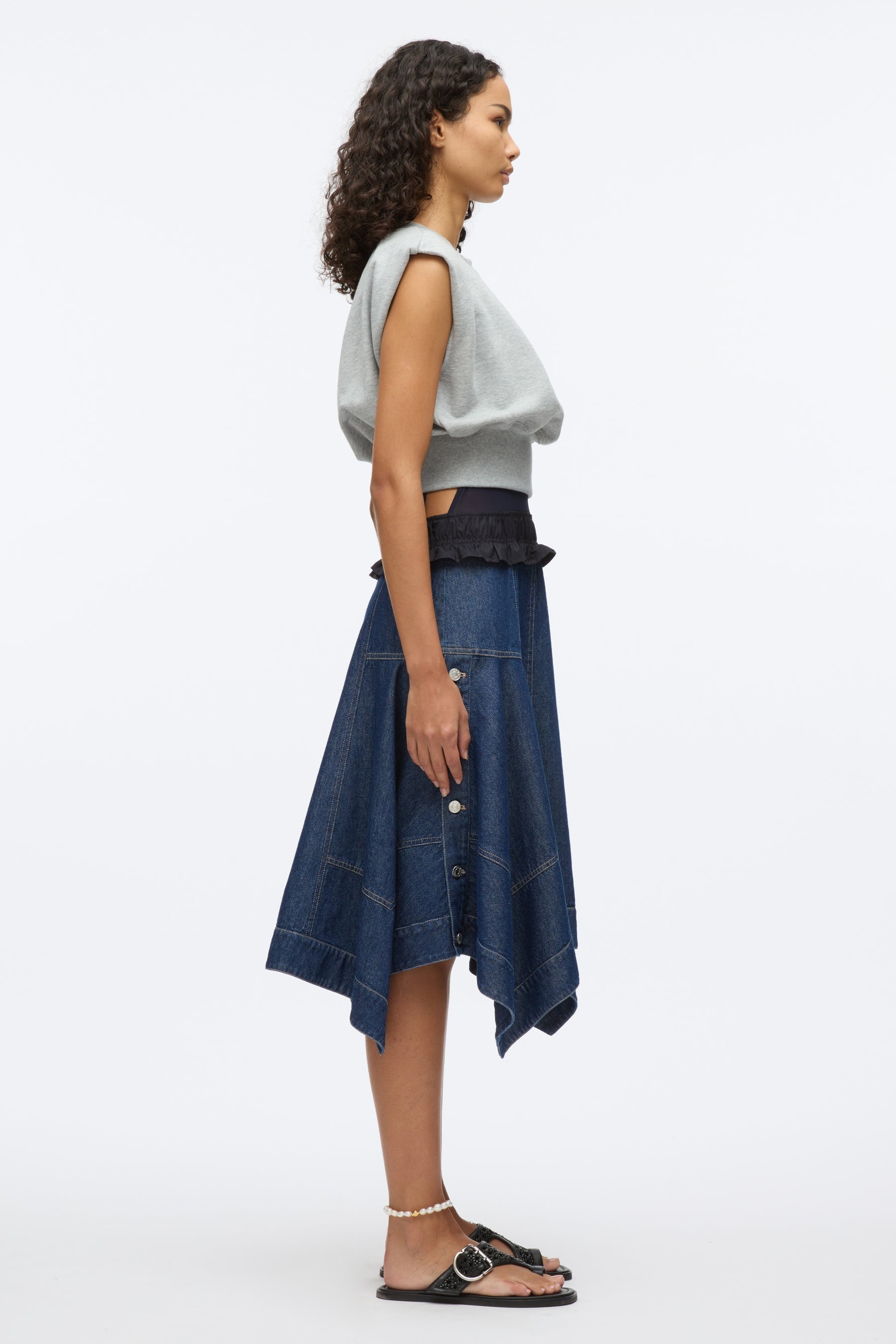French Terry Dress with Denim Combo - 4