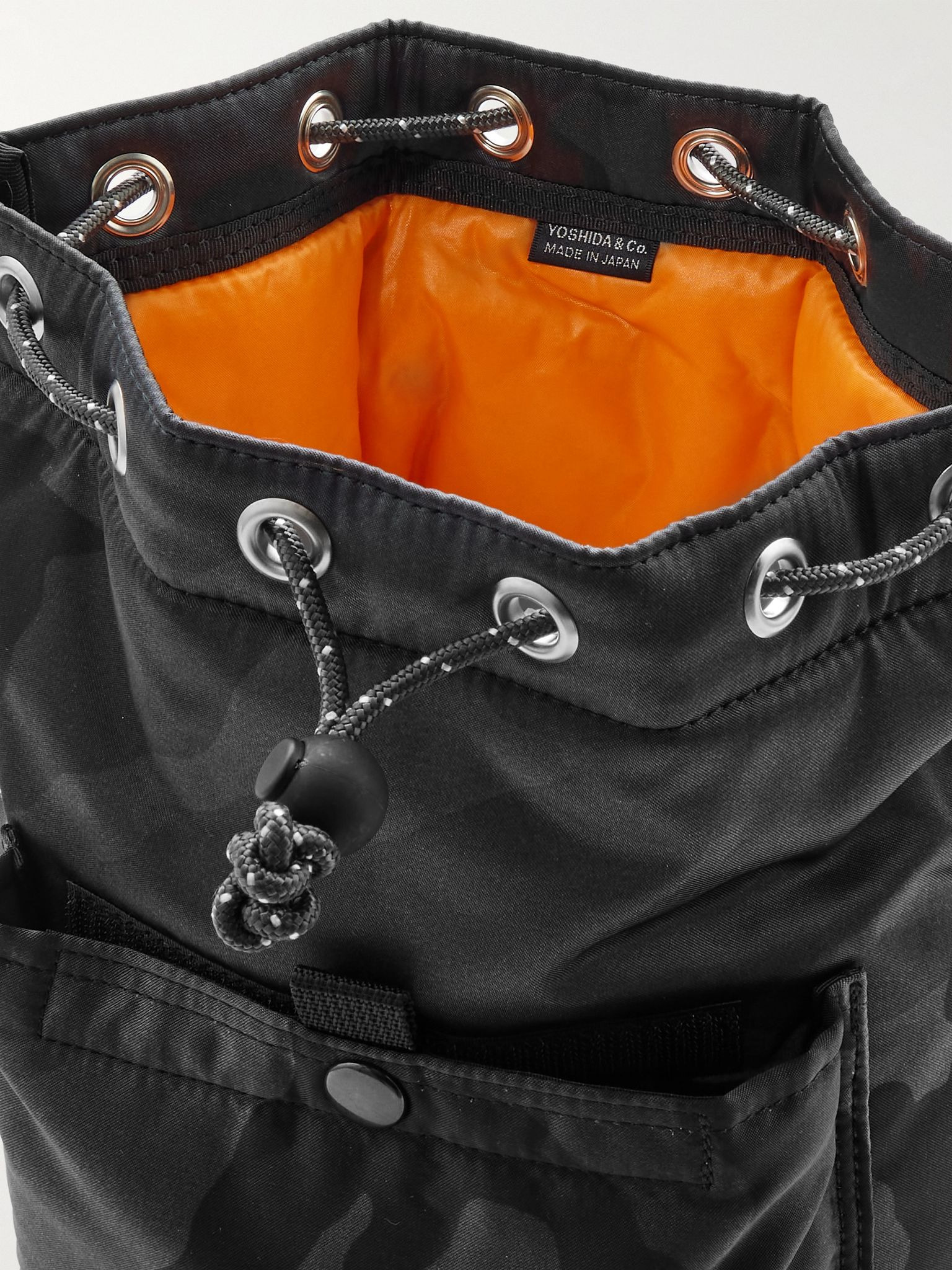 Balloon Sac Camouflage-Print Nylon-Twill Bucket Bag Black - 5