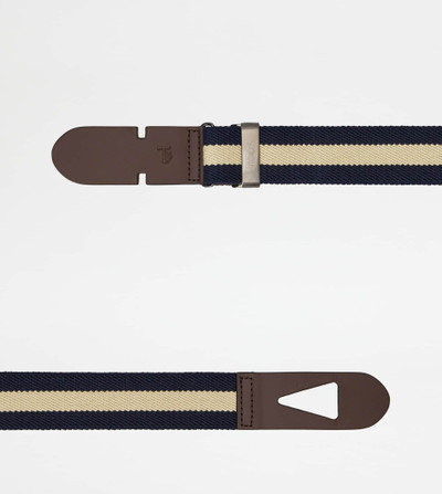 Tod's BELT IN CANVAS AND LEATHER - BLUE, BEIGE outlook