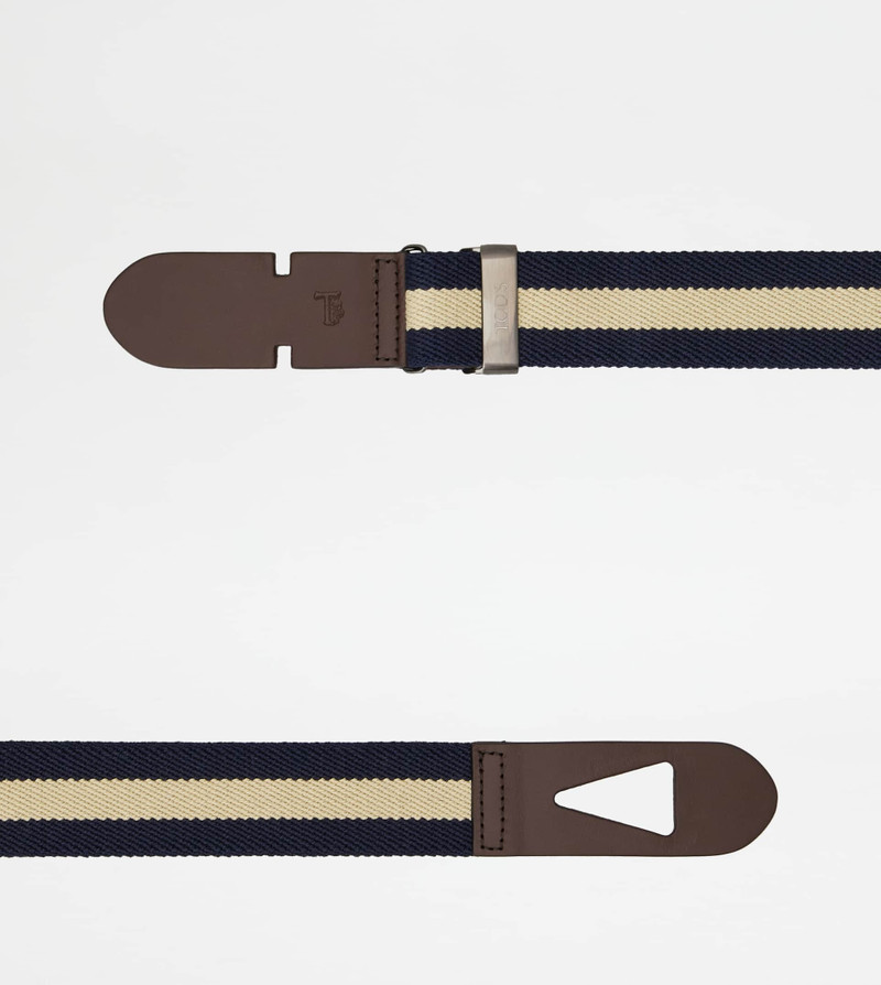 Tod's BELT IN CANVAS AND LEATHER - BLUE, BEIGE outlook