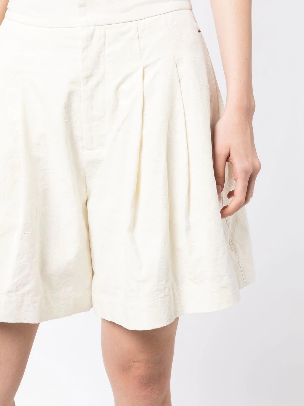 pleated-detail jacquard shorts - 5