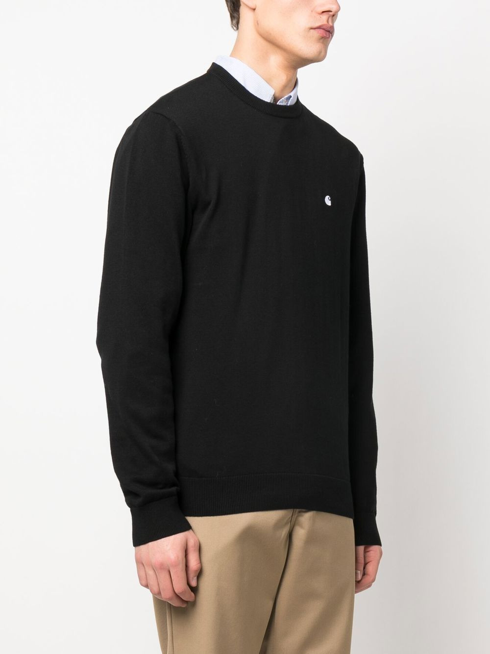 logo-embroidered crew neck jumper - 3