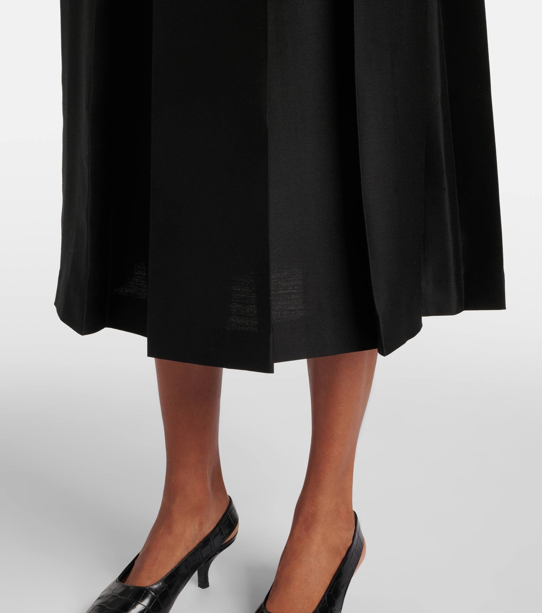 Pleated wool and silk midi skirt - 5