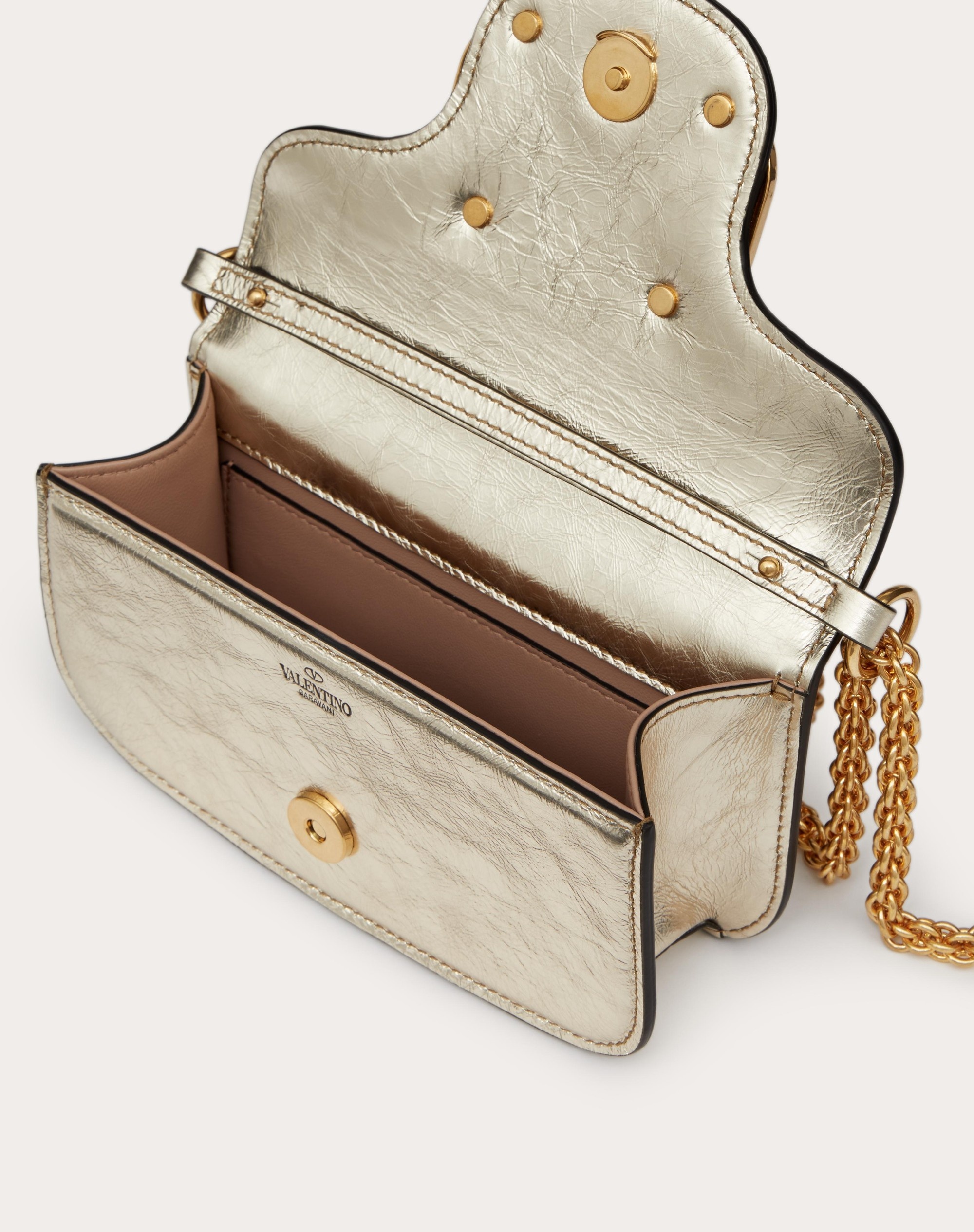 SMALL VALENTINO GARAVANI LOCÒ METALLIC CALFSKIN SHOULDER BAG - 6