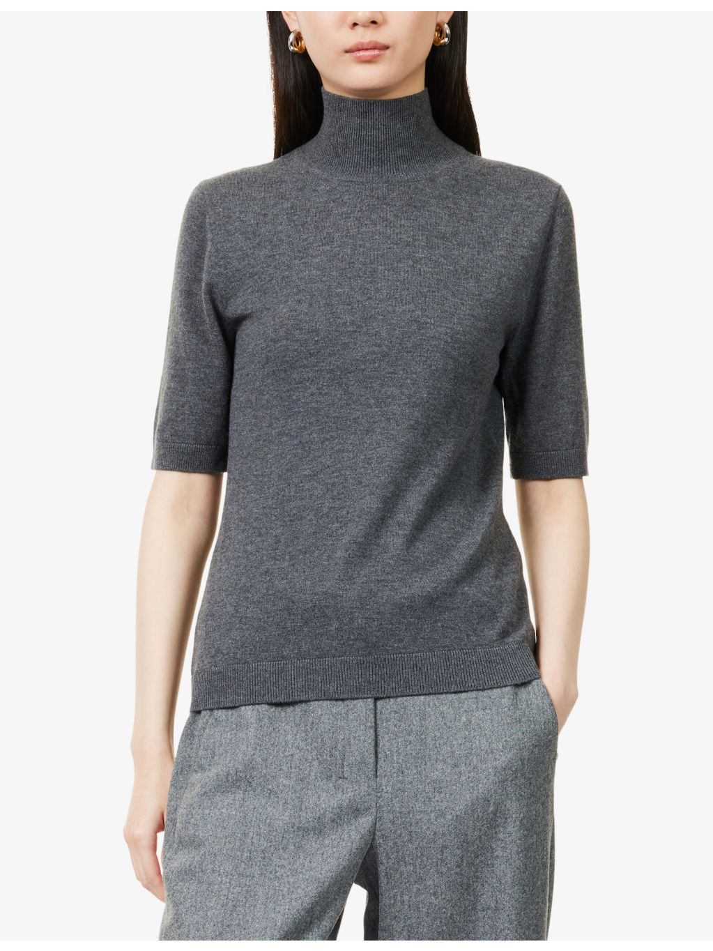 Cantone High-Neck Short-Sleeve Wool Jumper - 3