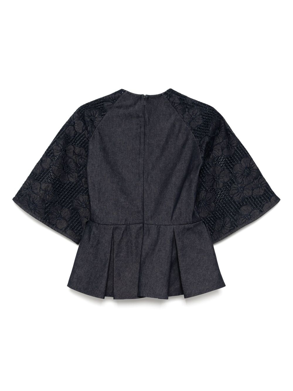 denim embroidered top - 2
