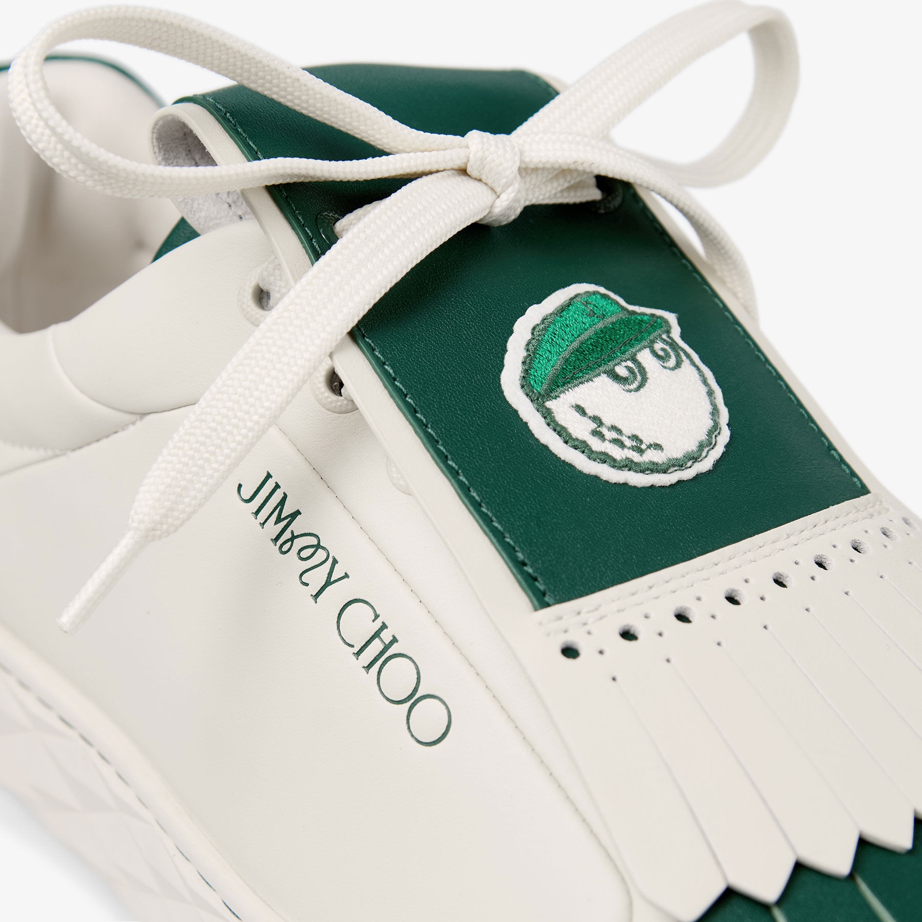 Jimmy Choo / Malbon 2.0 Diamond M
Men's Latte Leather and Malbon Green Trainers with Detachable Kilt - 3