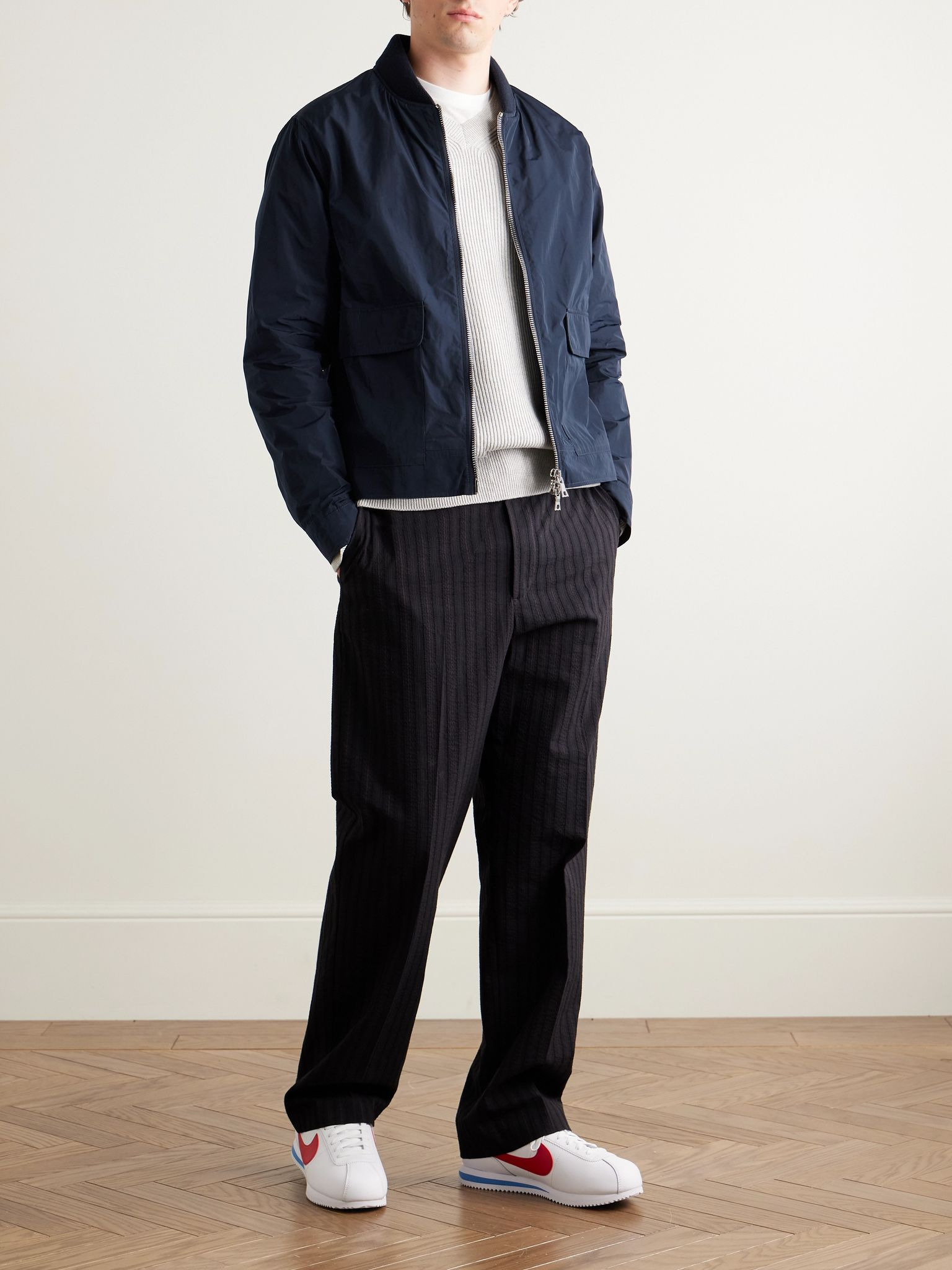 Nathane Shell Bomber Jacket Navy - 2