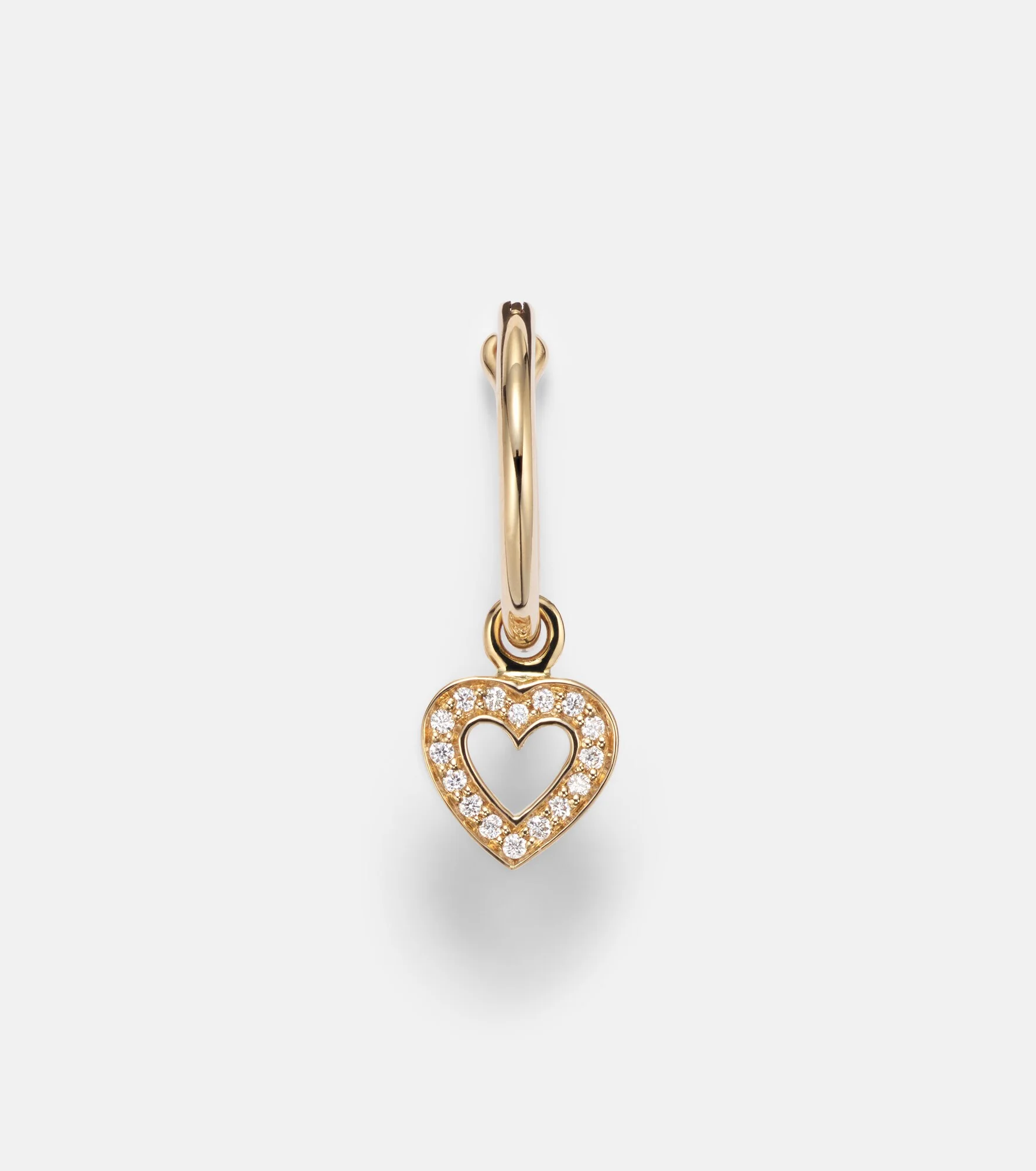 Lettre De Mini Cœur 18kt gold single hoop earring with diamonds - 1