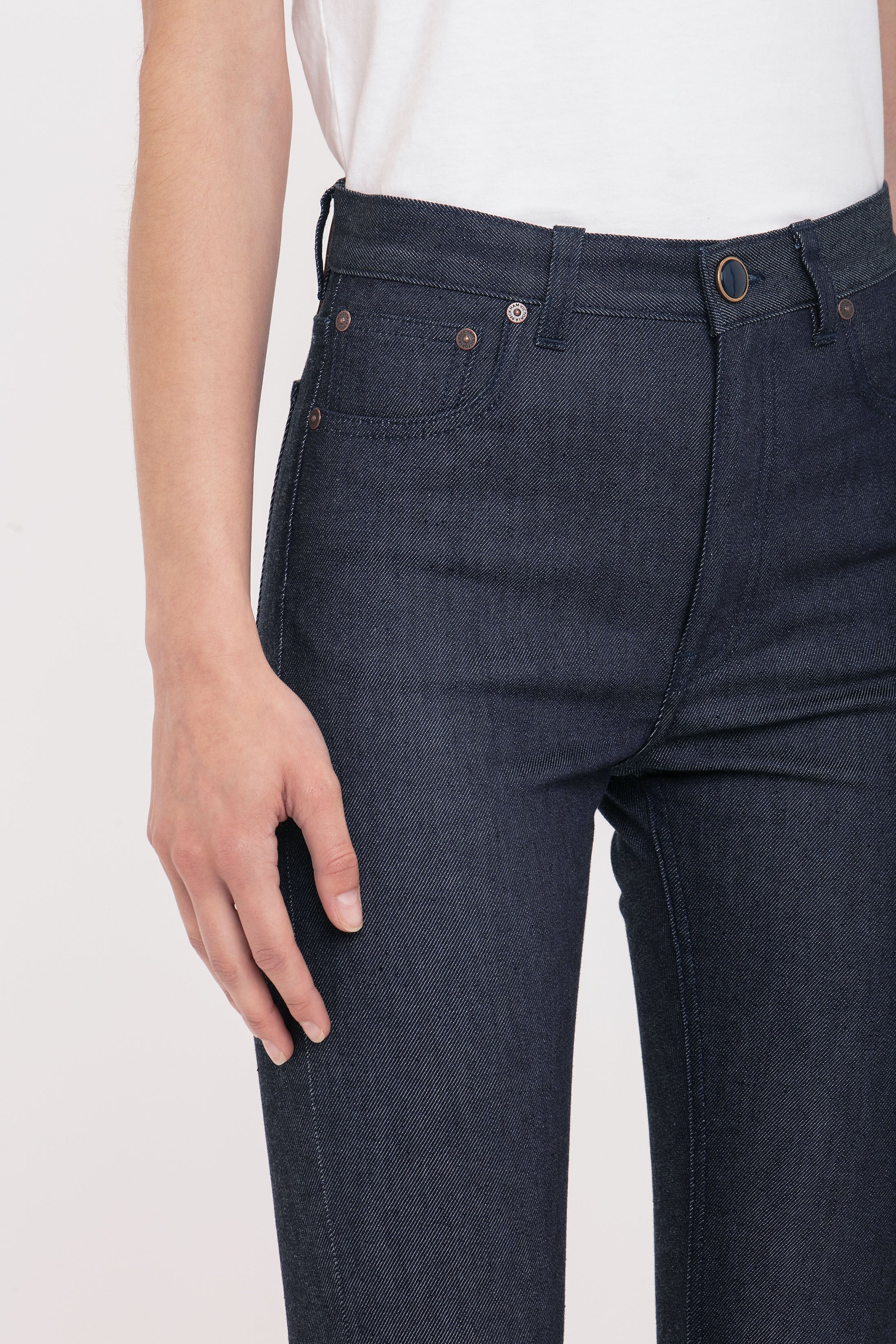 High Waisted Skinny Jean In Dark Indigo Raw - 5