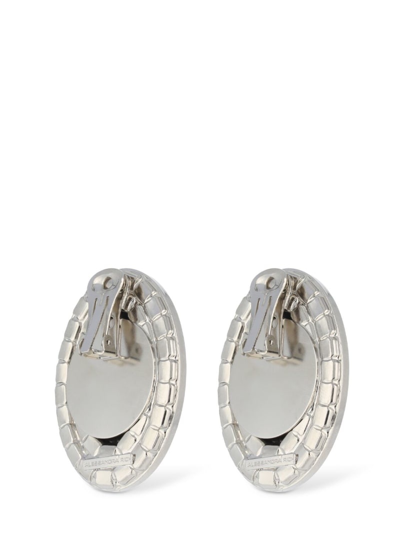 Large oval crystal earrings - 4