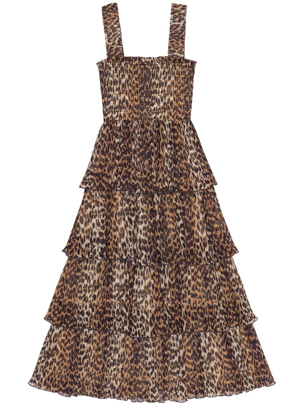 leopard-print layered midi dress - 1