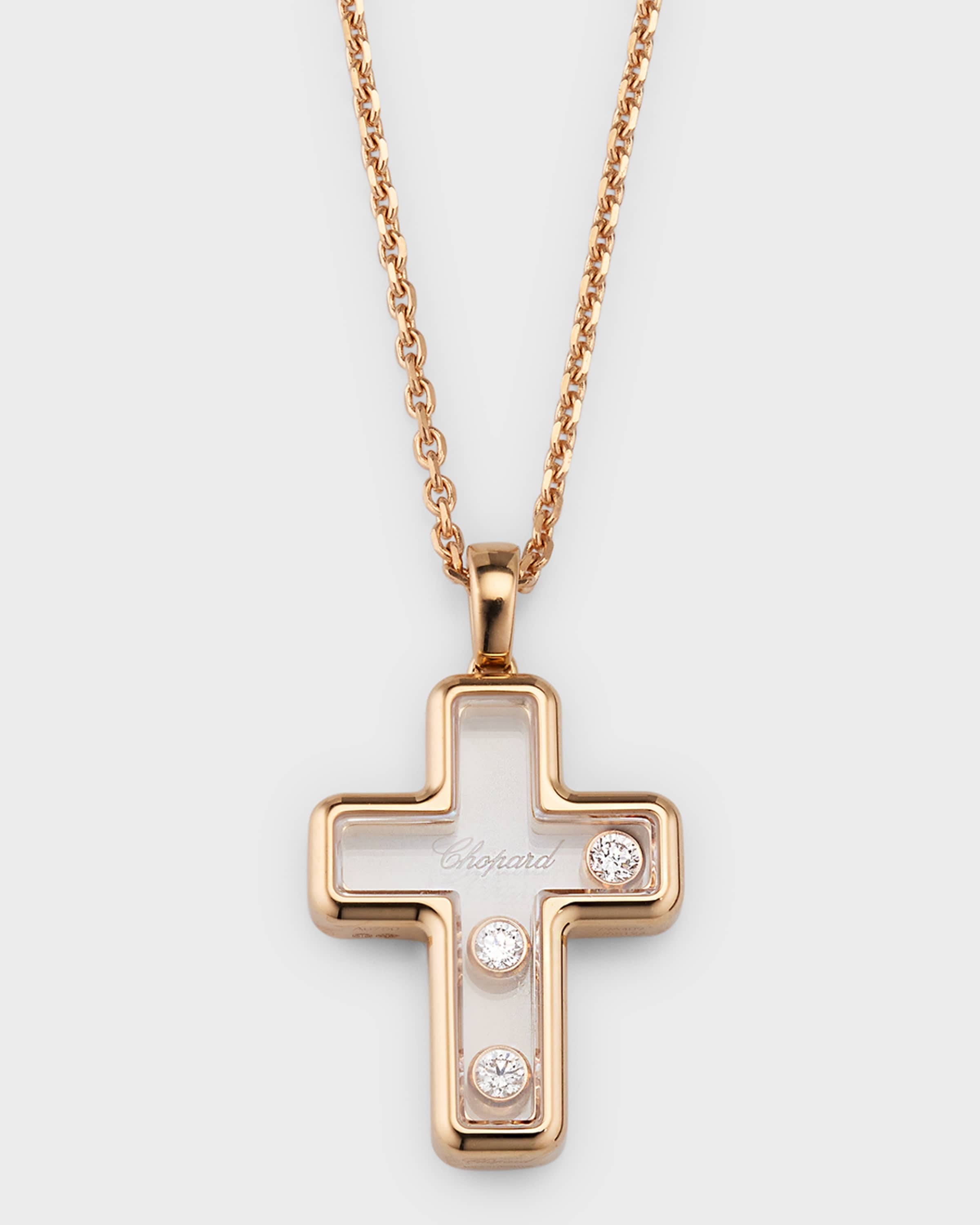 Happy Diamonds 18K Rose Gold Cross Pendant Necklace - 1