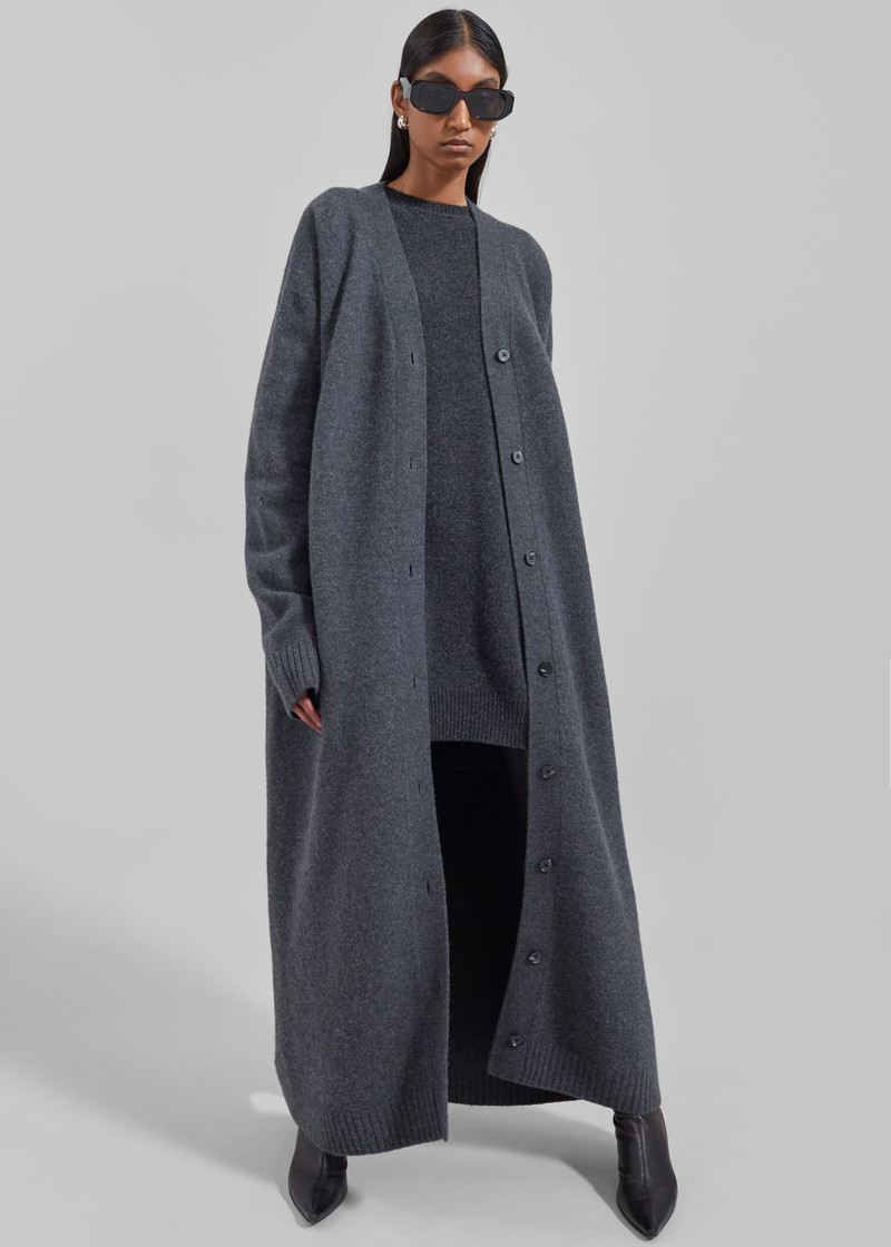 Emi Long Knit Cardigan - Dark Grey Melange 8