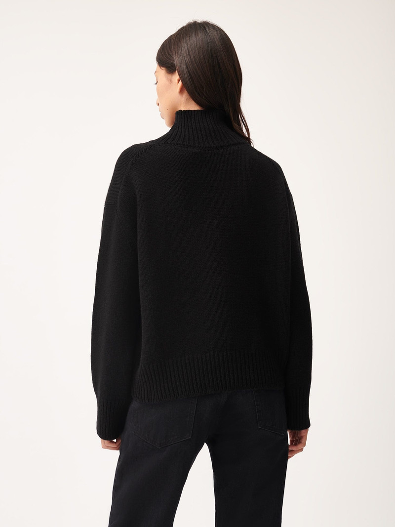 Women's Recycled Cashmere Turtleneck Sweater - Black 3