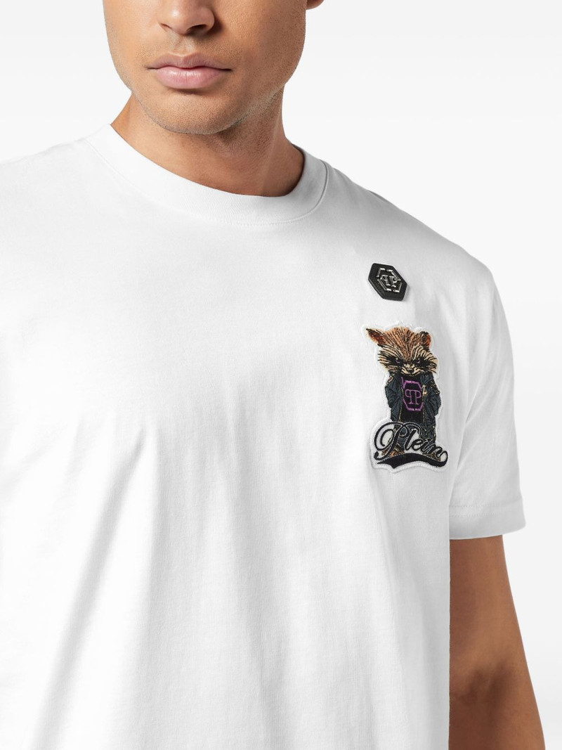 raccoon-embroidered crew-neck T-shirt 4