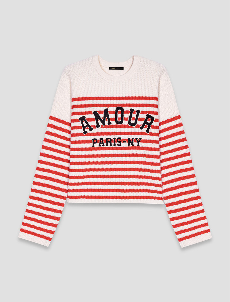 Striped rib knit sweater 1