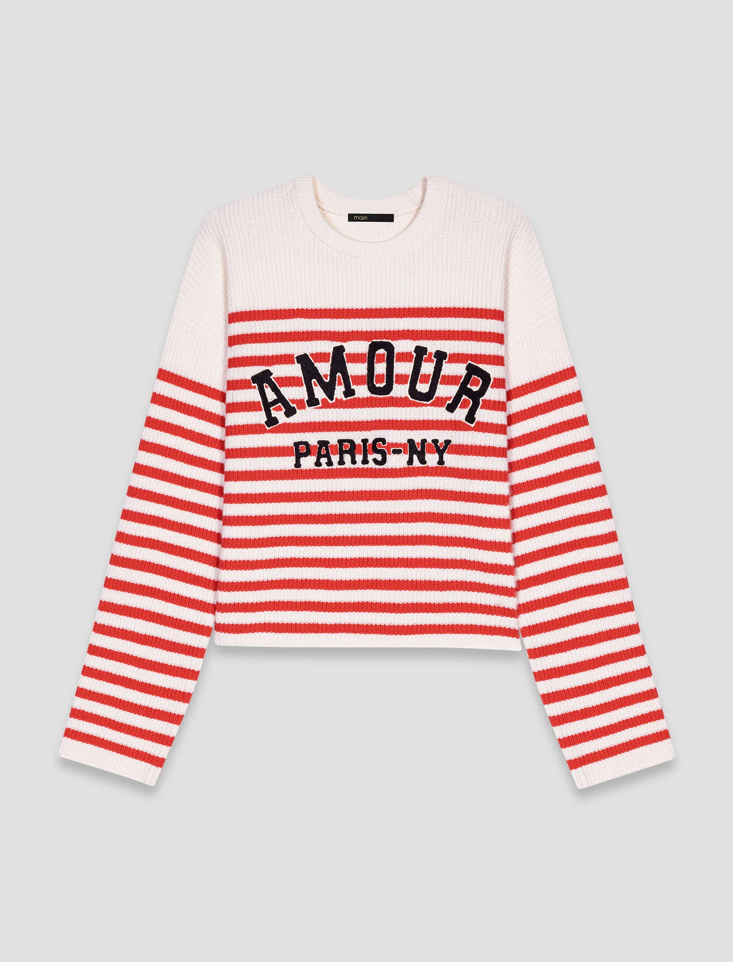 Striped rib knit sweater - 1