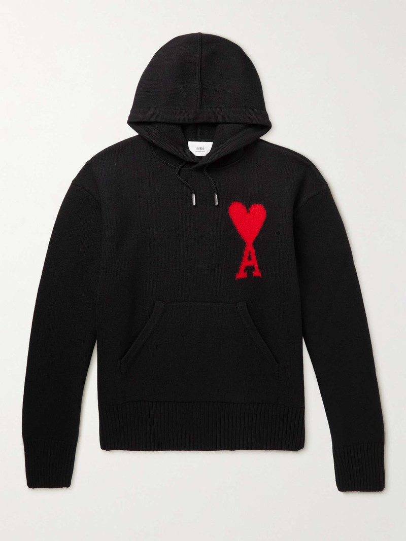 Intarsia-Knit Virgin Wool Hoodie - 1