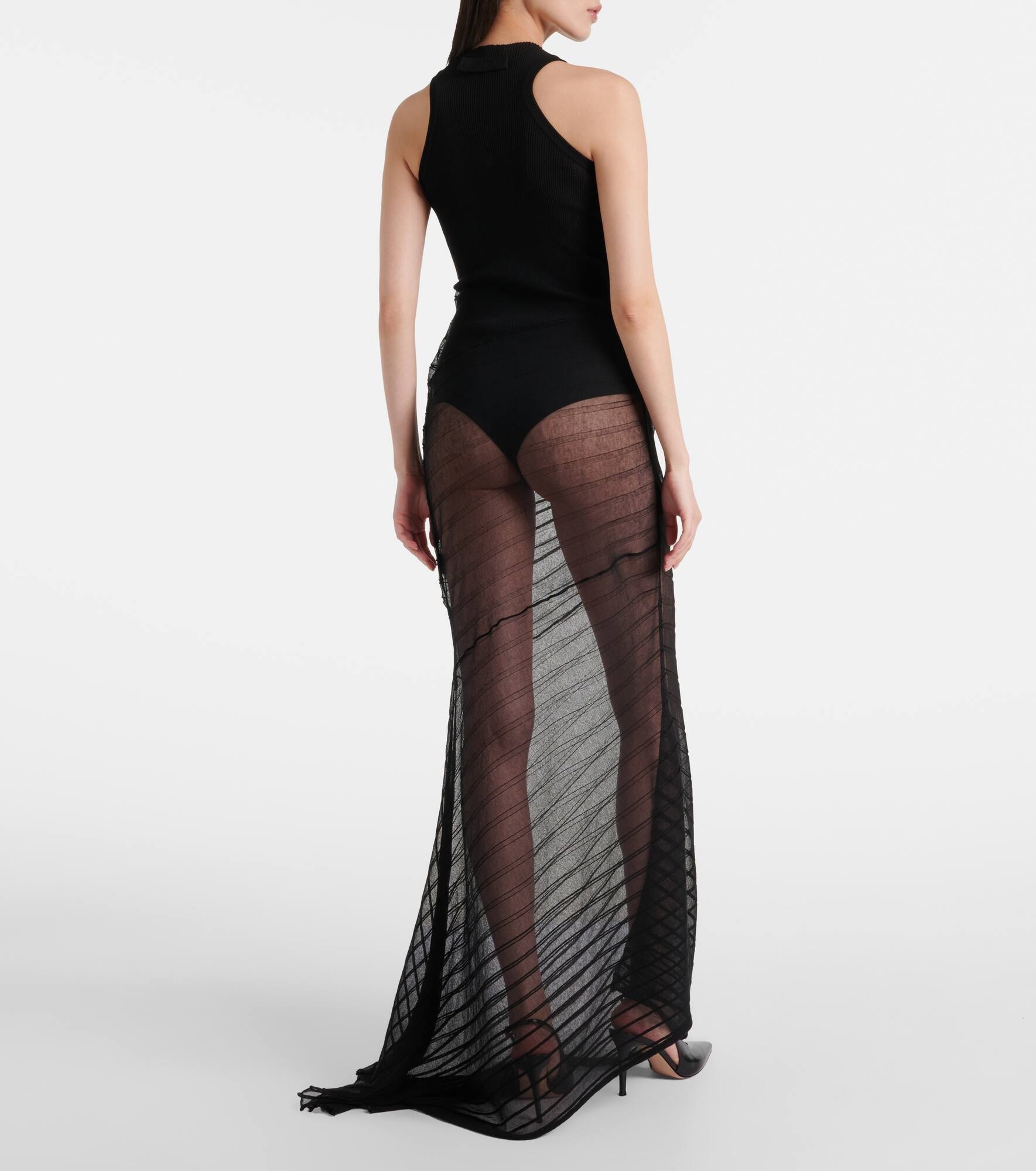 Gathered sheer tulle maxi dress - 3