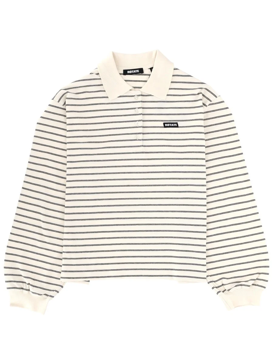 STRIPED COTTON LONG SLEEVE POLO SHIRT - 1