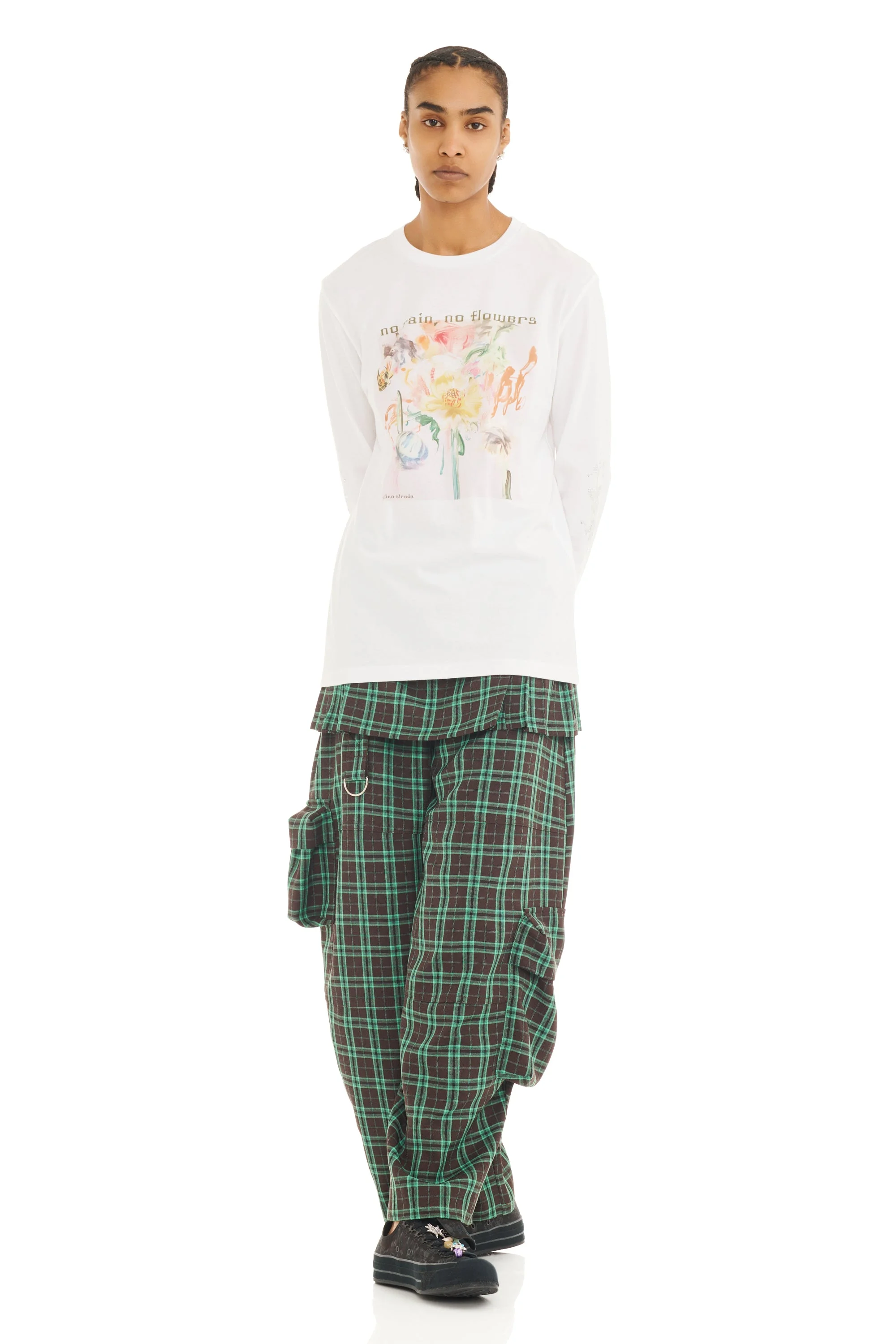 Gucci Rhinesto Collina Strada WHITE NO RAIN, NO FLOWERS RHINESTONE L/S GRAPHIC TEE ...