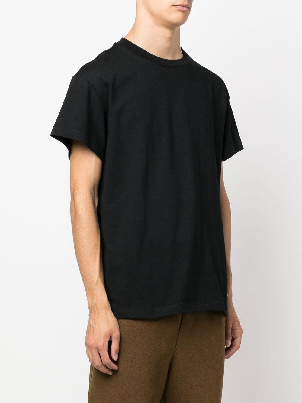 Black organic cotton three-pack T-shirt set with Jil Sander+ logo label stitched at bottom. - 5