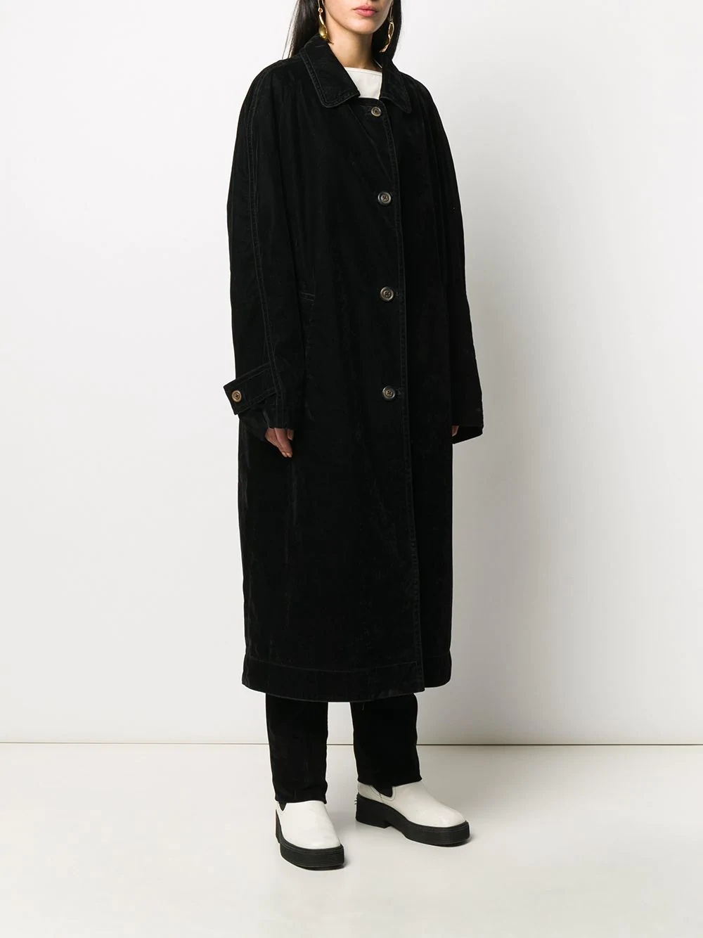 single-breasted oversized coat - 3