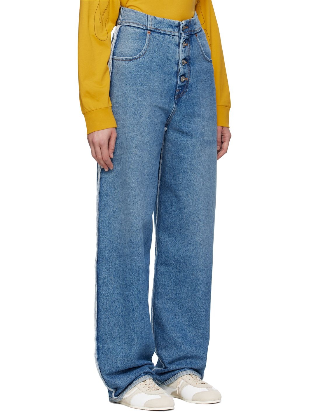 Blue Raw Edge Jeans - 2